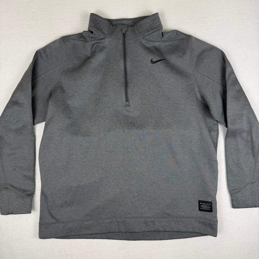 Nike Golf Mens Quarter Zip Pullover Charcoal Gray Heather Performance Top Large